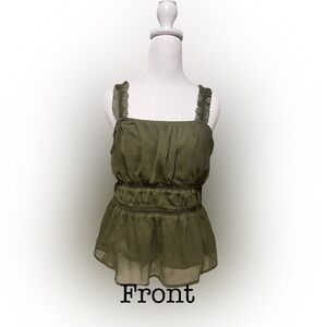 Old Navy Women’s Tank Top Hunter Green Ruffle Straps size Medium